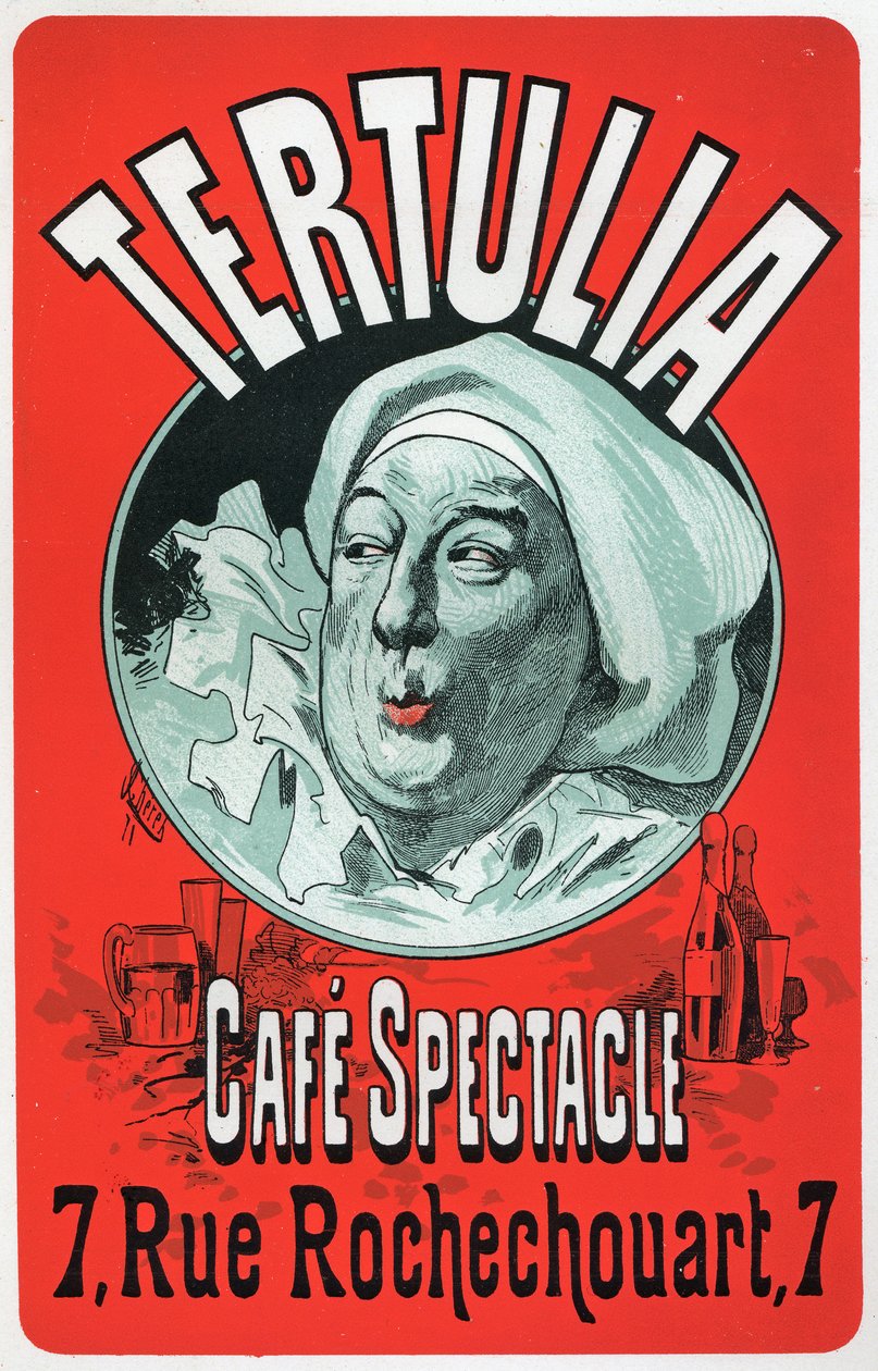 Kunst. Underholdning. Tertulia, show på Cafe Spectacle, Paris. Plakat av Jules Cheret, ca. 1870 (plakat) av Jules Cheret