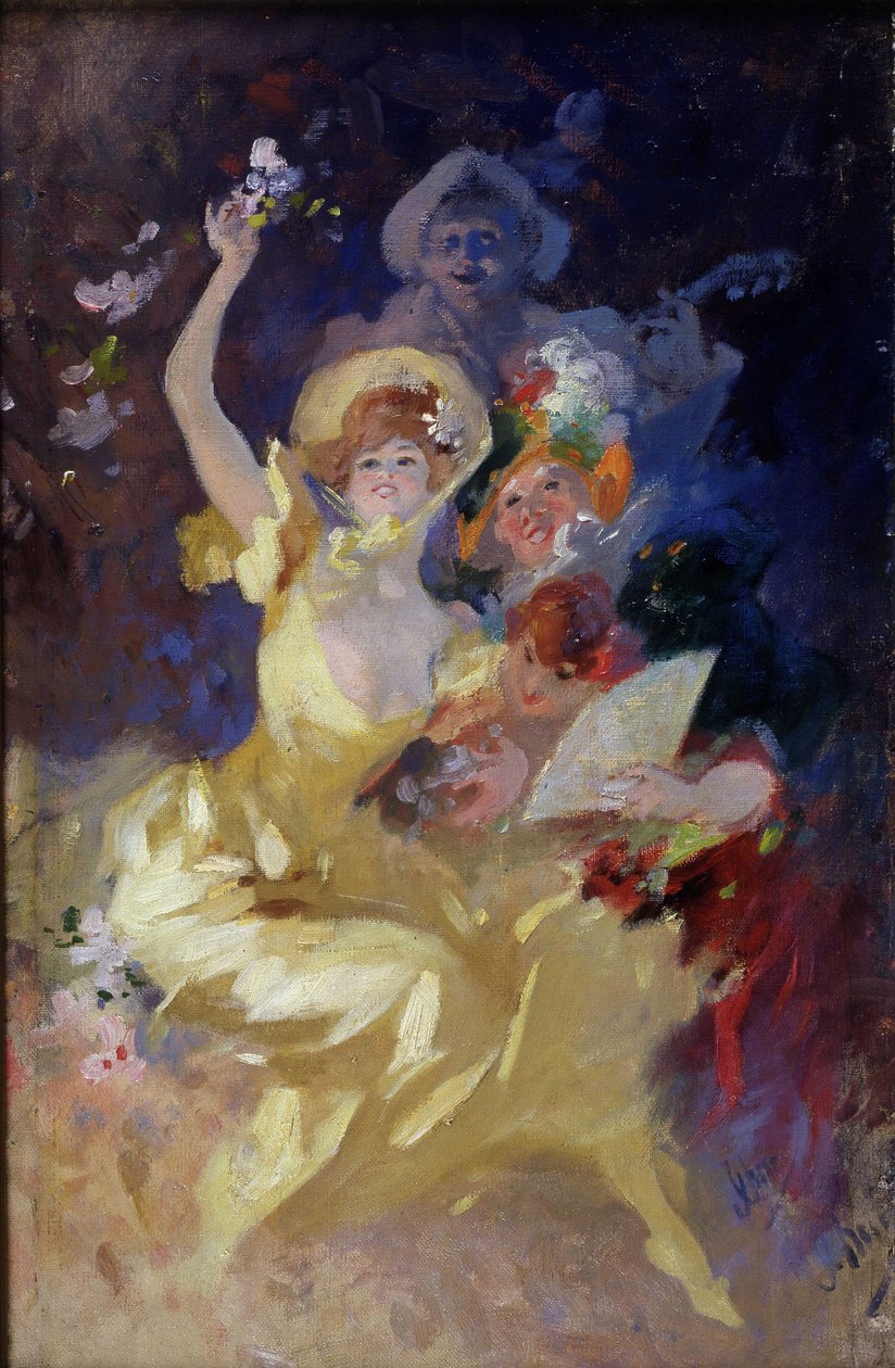 Ved ballet (olje på lerret) av Jules Cheret