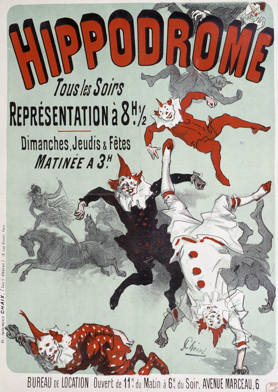 Sirkusforestilling på Hippodromen - Plakat av Jules Chéret, sent på 1800-tallet av Jules Cheret