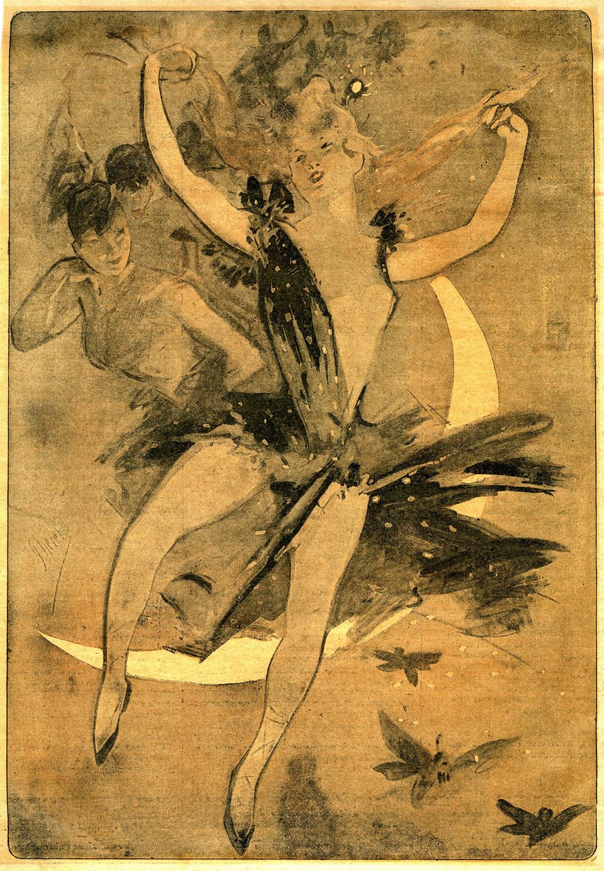 Tegning av Jules Cheret som illustrerer "" Lulu"" av Felicien Champsaur, roman og pantomime i én akt (1900) som iscenesetter en klovnedanser. «Lulu»» regnes som et av de beste eksemplene på det som i Frankrike har blitt kalt «sirkuslitteraturen». av Jules Cheret