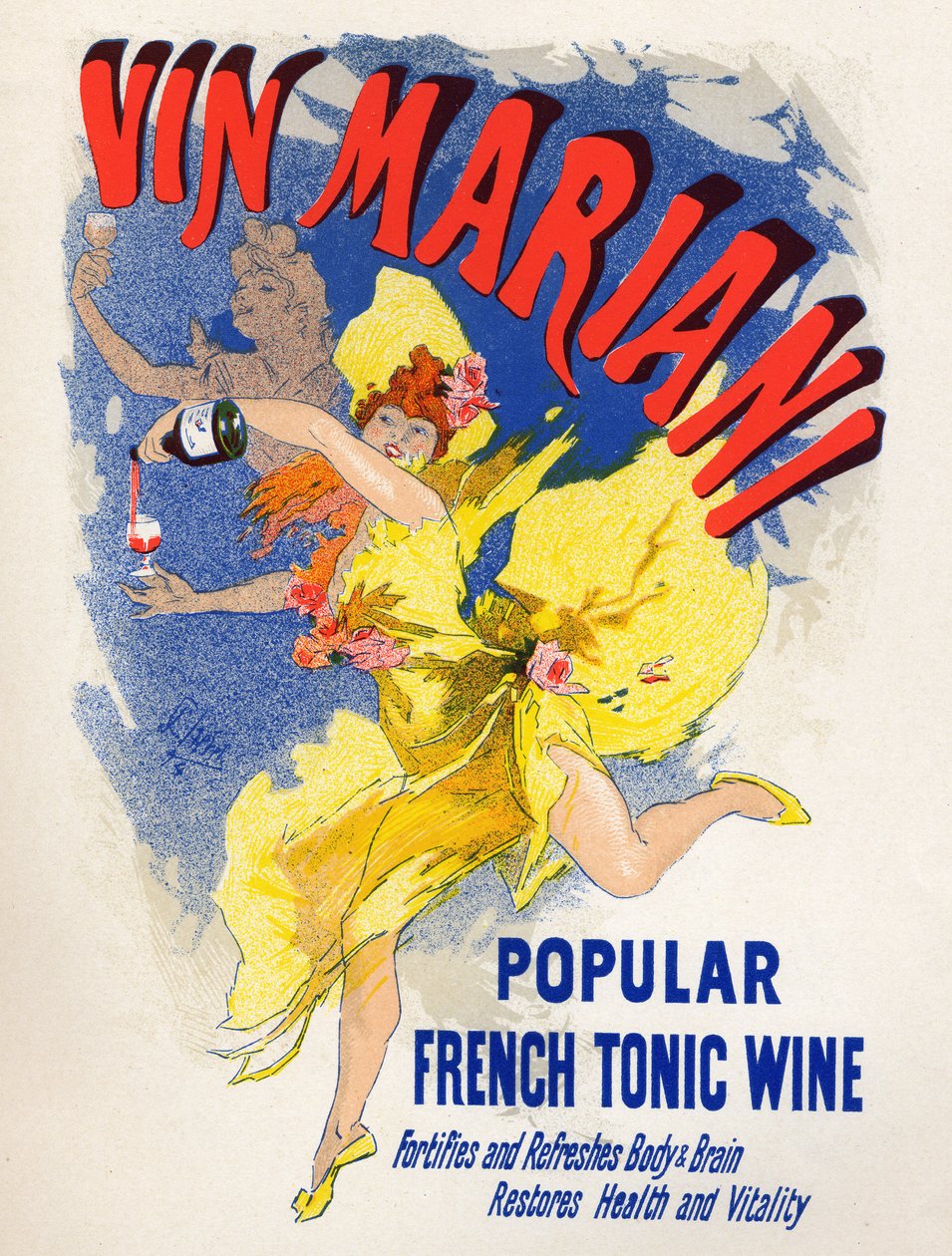 Mat og Drikke. Mariani French Tonic Wine (første kokavin). Plakat av Jules Cheret (1836-1932), Frankrike av Jules Cheret