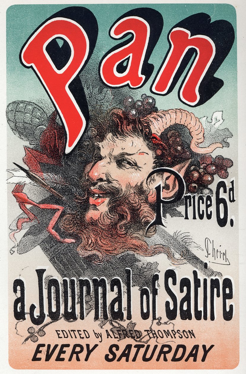 Litteratur. Pan, satirisk avis. Plakat av Jules Cheret, England, ca. 1880 (plakat) av Jules Cheret