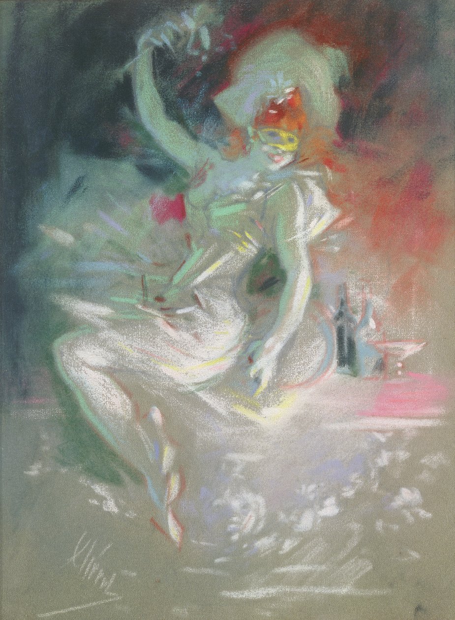 Masquerade, 1890-tallet (pastell på papir) av Jules Cheret