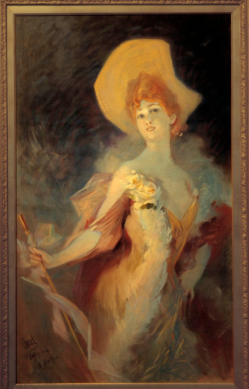 Portrett av komiker Arlette Dorgere Maleri av Jules Cheret (1836-1932) 1904 Nice, Musee Cheret. av Jules Cheret