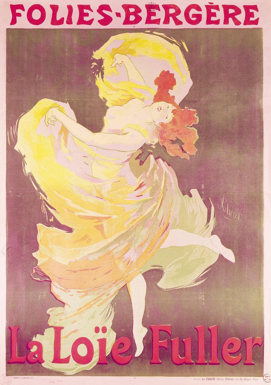 Plakatreklame for Loie Fuller (1862-1928) på Folies Bergere av Jules Cheret