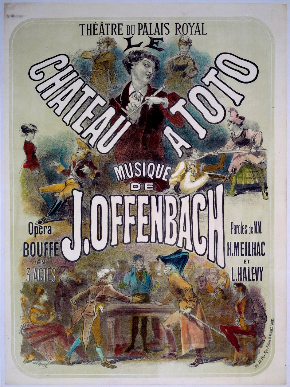 Plakat for «Le chateau a Toto» med musikk av Jacques Offenbach (1819-1880) ved Theatre du Palais Royal, illustrasjon av Jules Cheret (1836-1932) 1868. av Jules Cheret