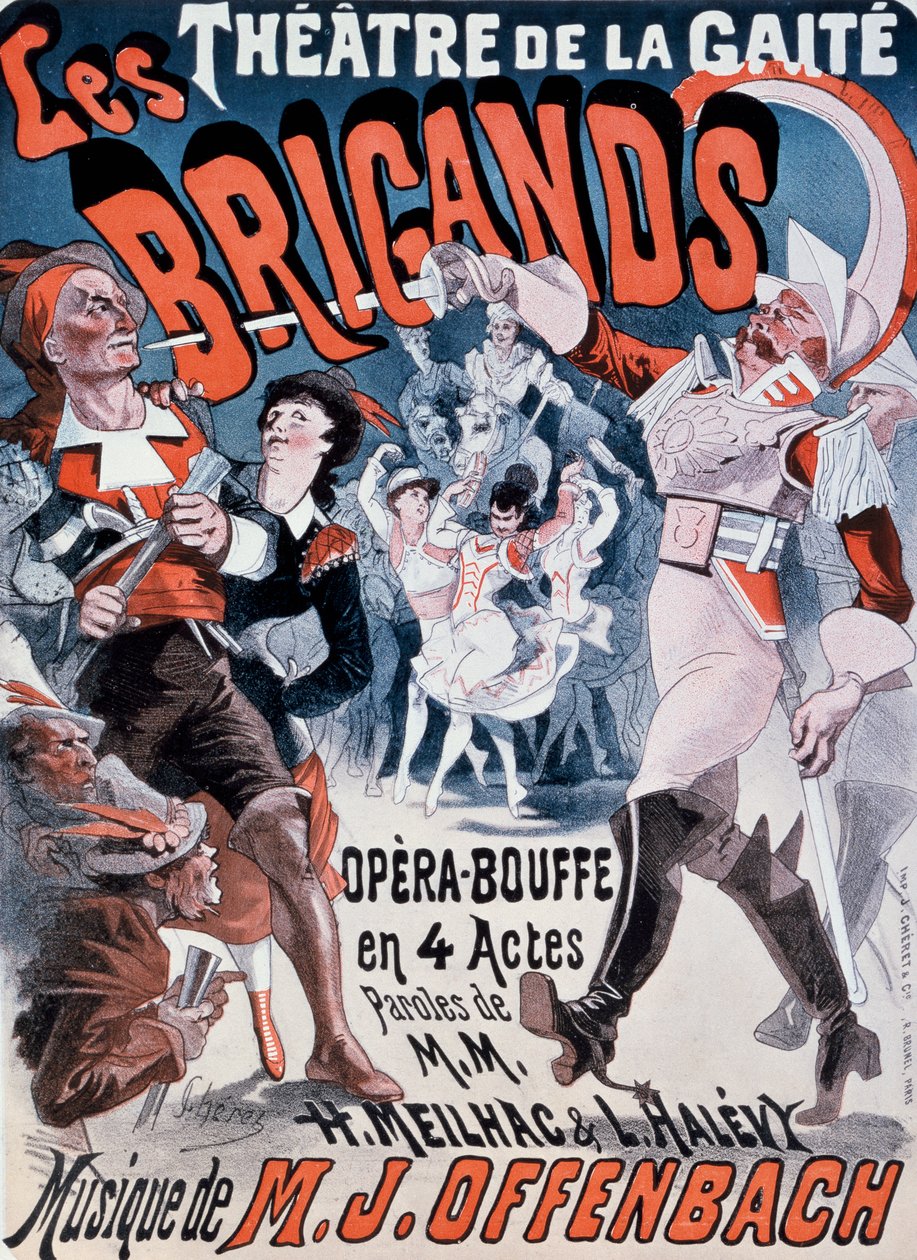 Plakat for Les Brigands av Jacques Offenbach av Jules Cheret