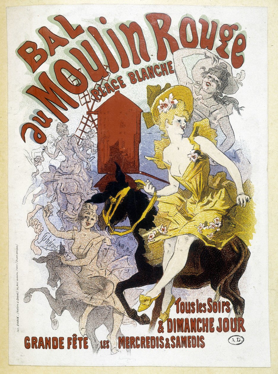 Plakat for Moulin Rouge-ballen, av Jules Chéret, sent på 1800-tallet av Jules Cheret