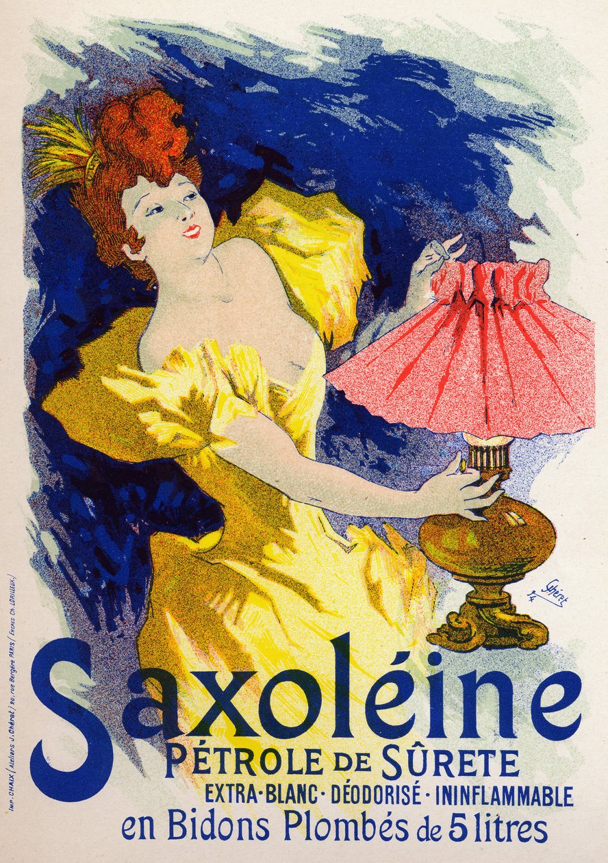 Vitenskap. Energi. Saxolein, olje til lampe. Plakat av Jules Cheret, Frankrike av Jules Cheret