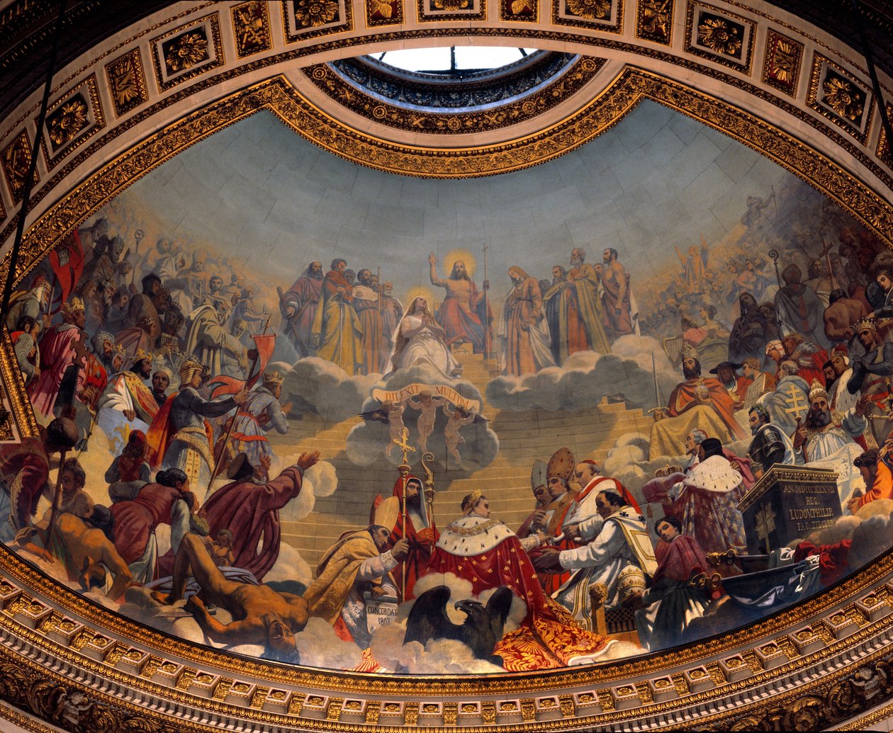 Historie og glorifisering av kristendommen, maleri av kuppelen til Madeleine-kirken (fresco) av Jules Claude Ziegler