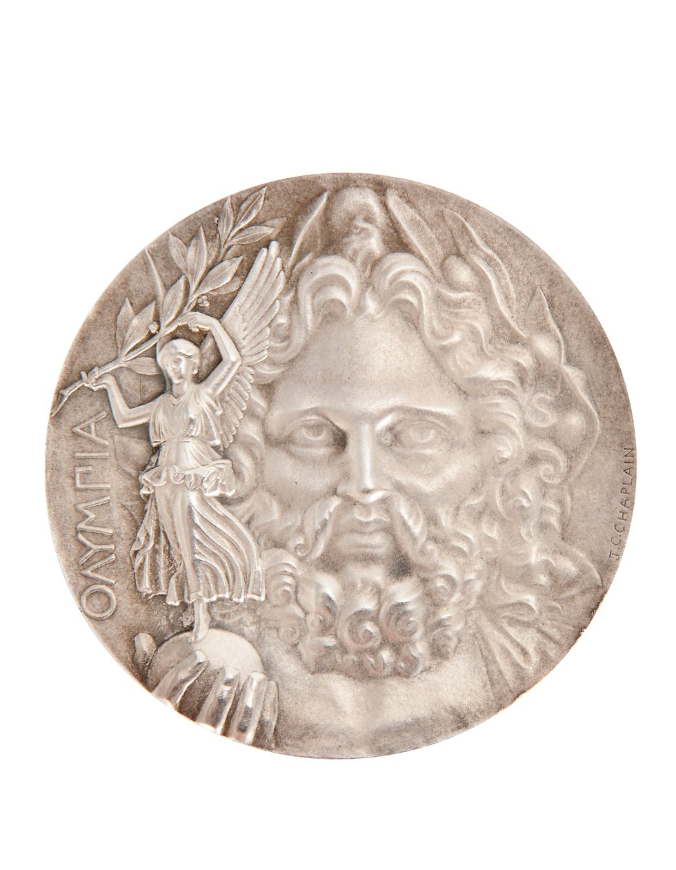 Førsteplass olympisk medalje, Athen 1896 (sølv) (se også 2628776) av Jules Clement Chaplain