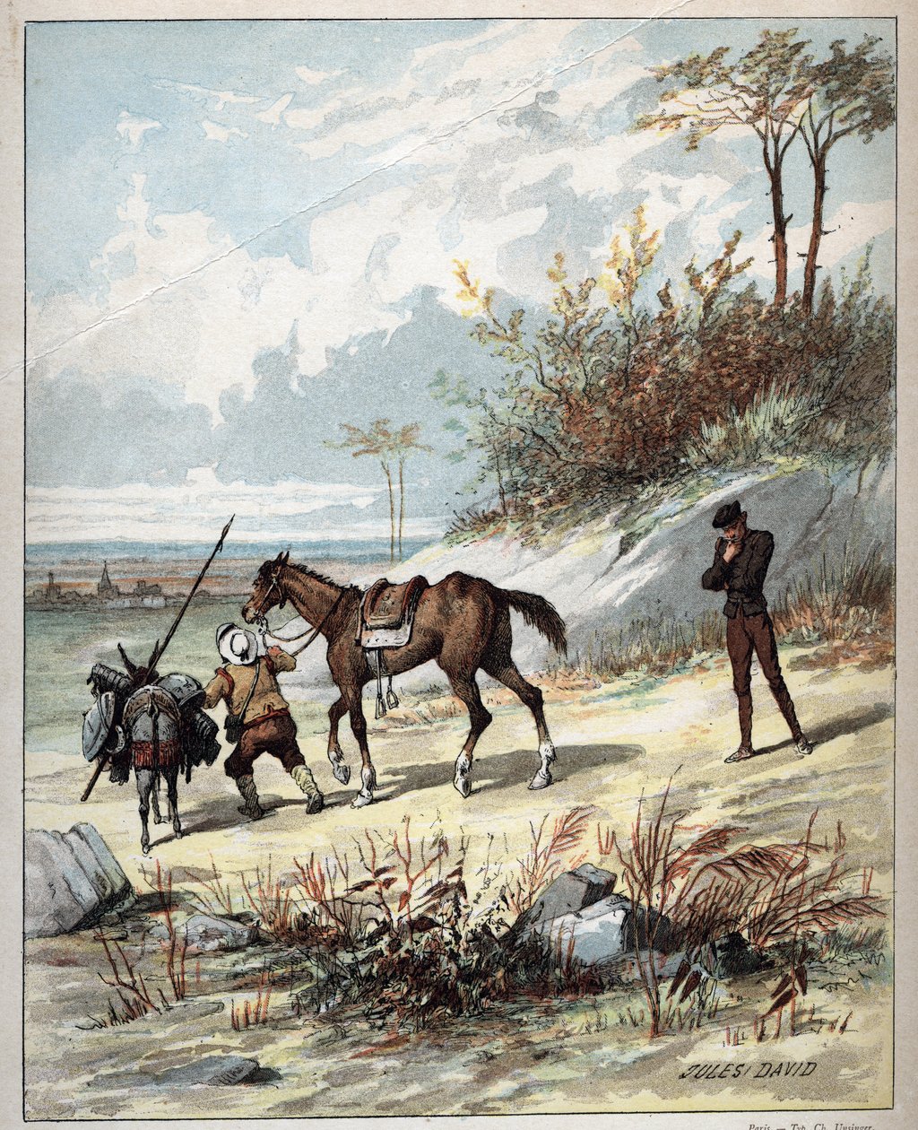 Don Quixote and Sancho Panza - Illustration of Jules David (1808Ð1892) from Histoire de Don Quixote (Don Quixote) - 1887 - by Miguel de Cervantes Saavedra (1547-1616) - av Jules David