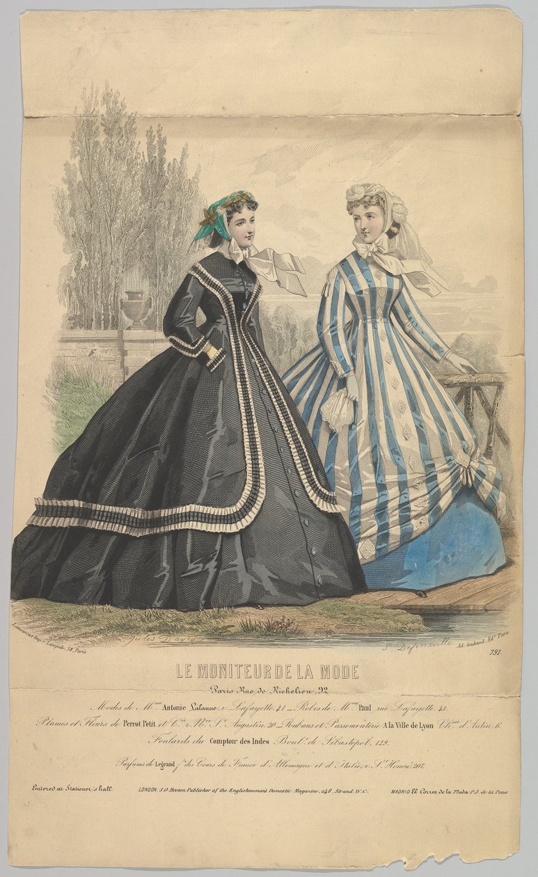Modes de Mme. Antonie Lalanne, nr. 791, fra Le Moniteur de la Mode, 1848. av Jules David