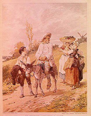 Mølleren, sønnen hans og eselet (litografi, 1900-tallet) av Jules David