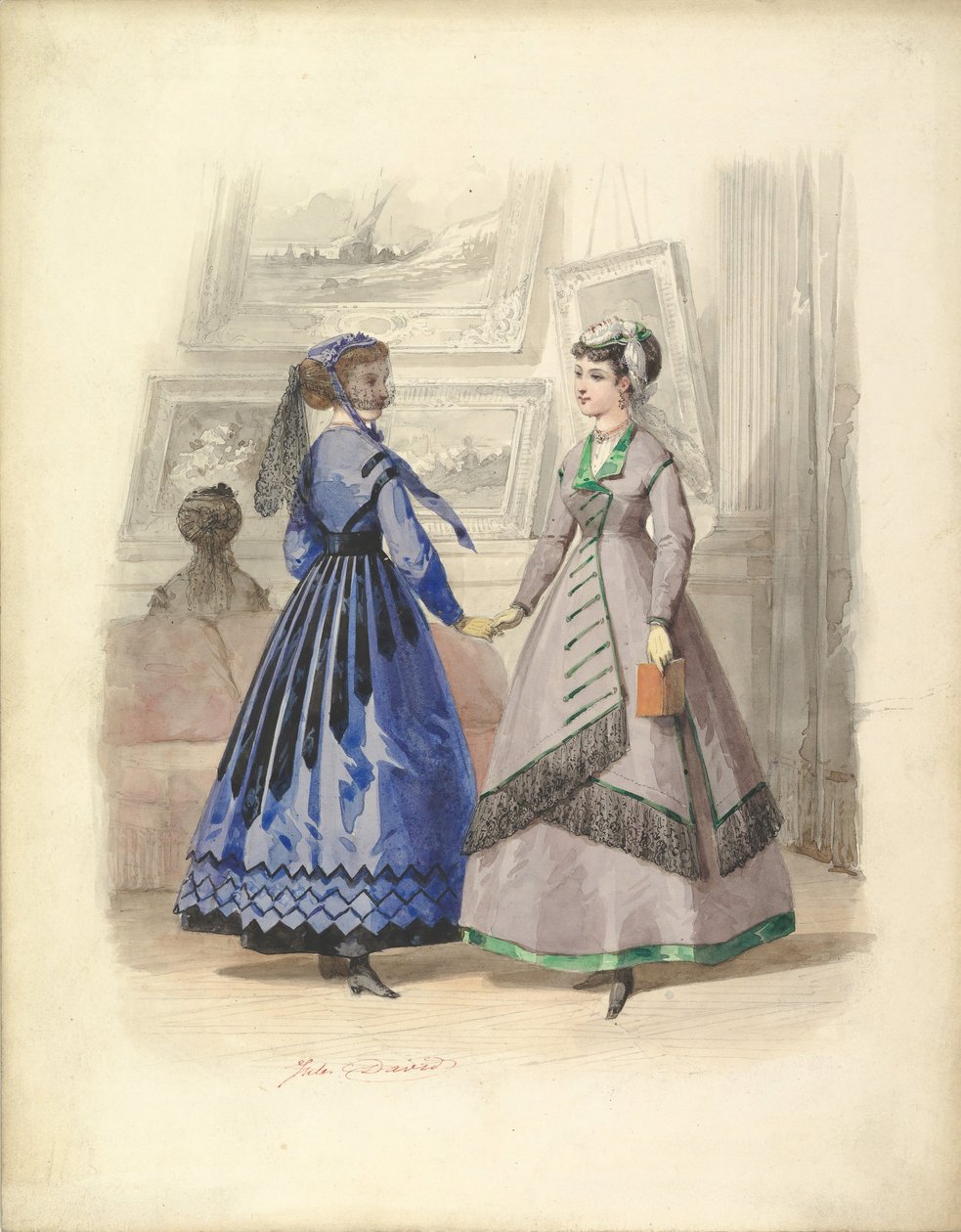 To kvinner i et kunstgalleri, 1868. av Jules David