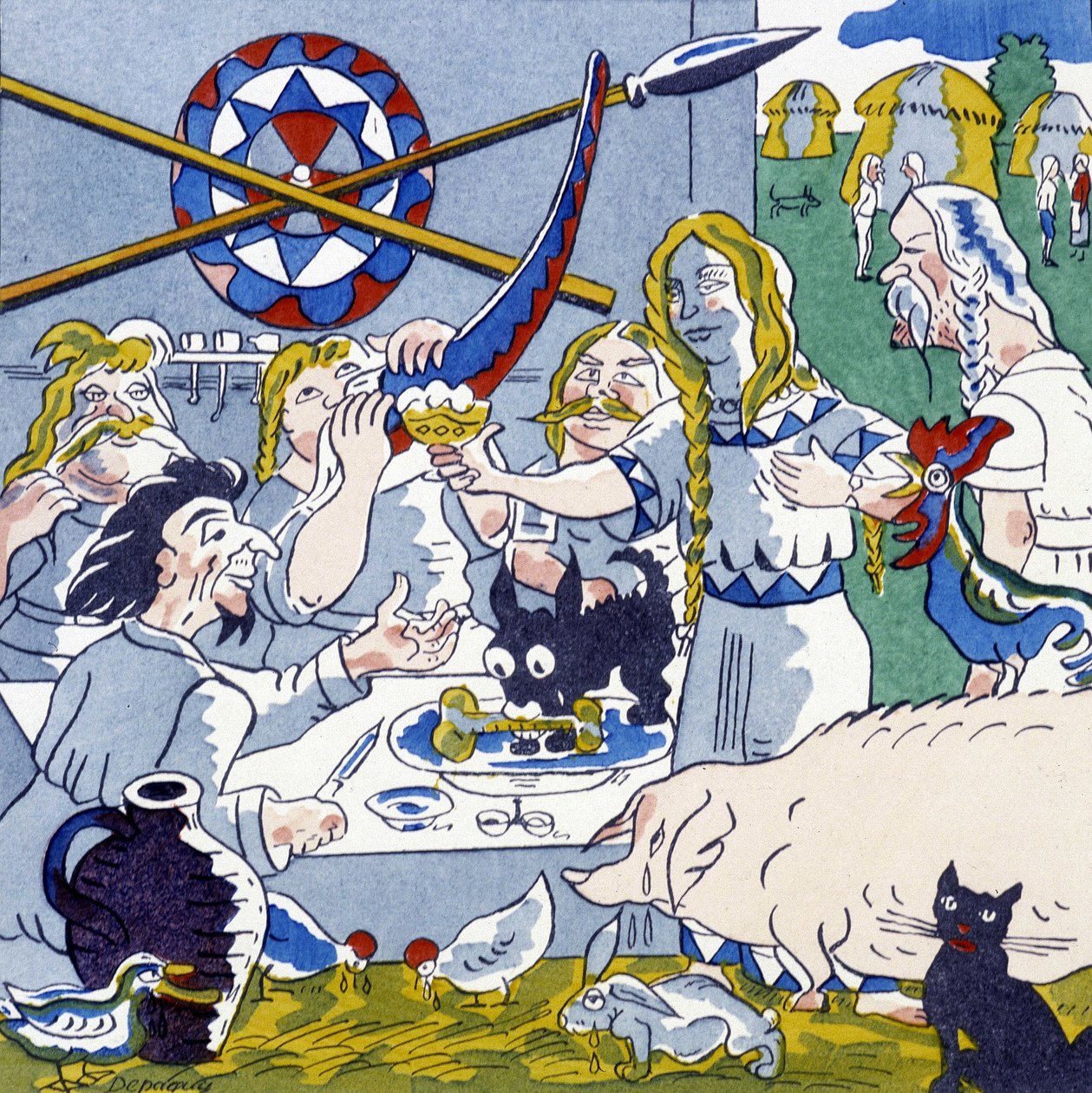 Festin (Gallisk bankett), i La Gaule et les Gauls, Frankrikes historie av Jules depaquit av Jules Depaquit