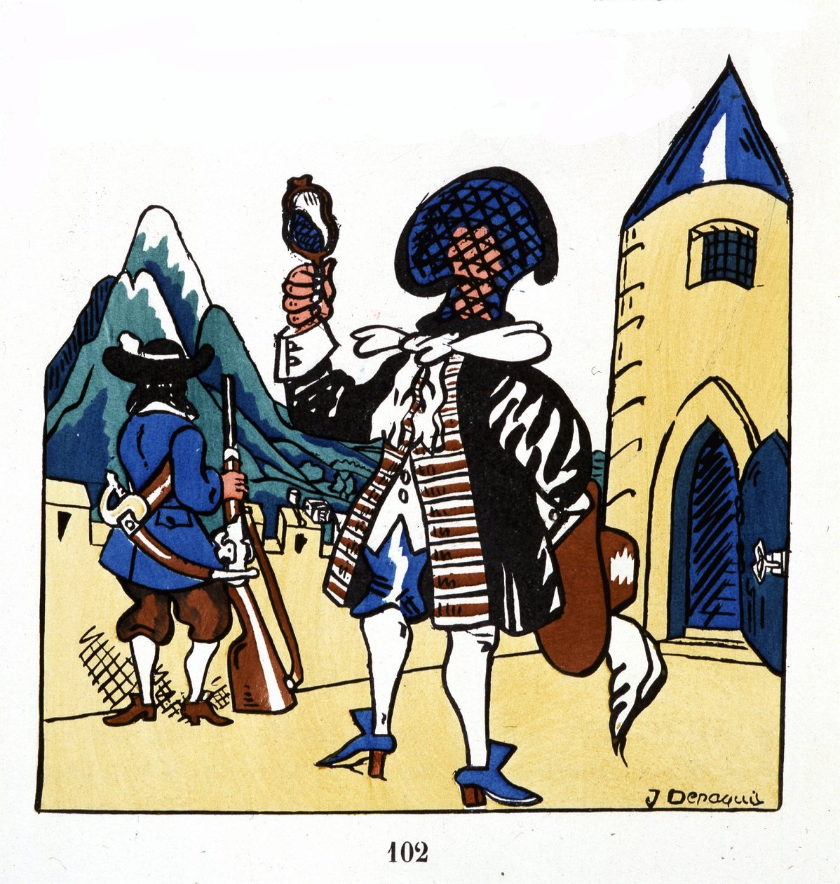 Mannen i jernmasken - i ""History of France"" ill. av Jules Depaquit, red. Jonquieres, Paris av Jules Depaquit