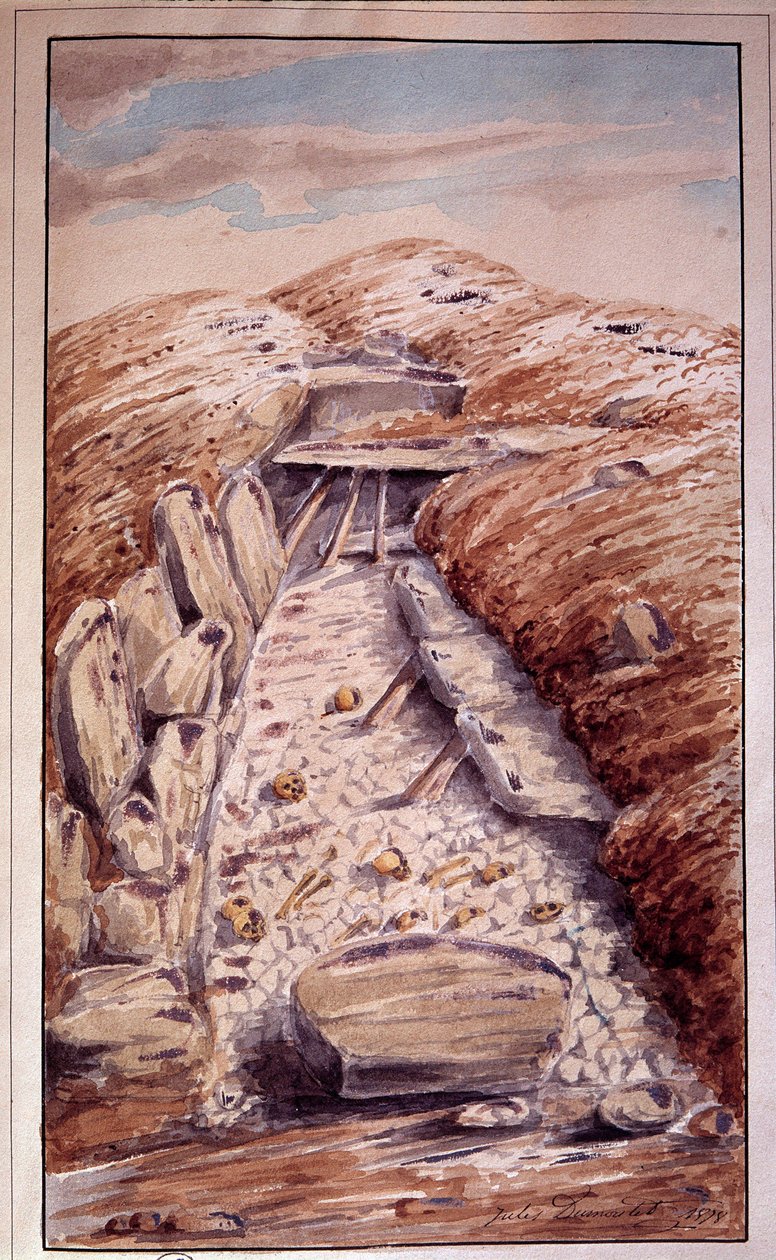 Forhistorie: Dolmen of Etang-la-Ville (Yvelines), Akvarell av Jules Dumoutet (1815-1880) av Jules Dumoutet