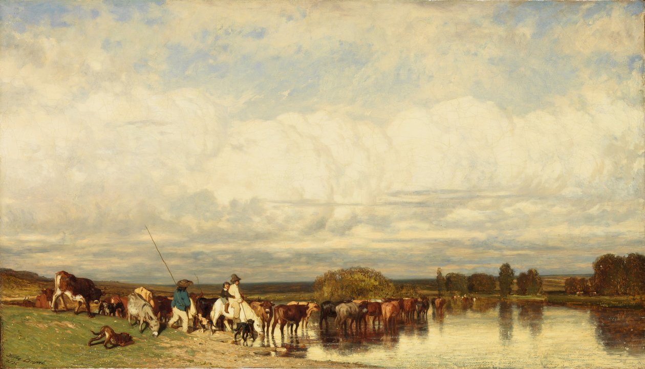 Kyr som krysser en Ford, 1836. av Jules Dupré