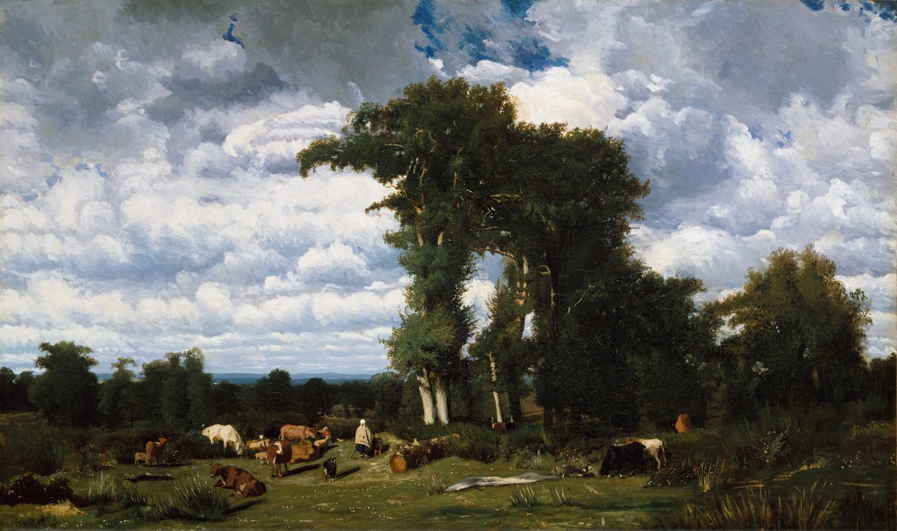 Landskap med storfe i Limousin, 1837. av Jules Dupré