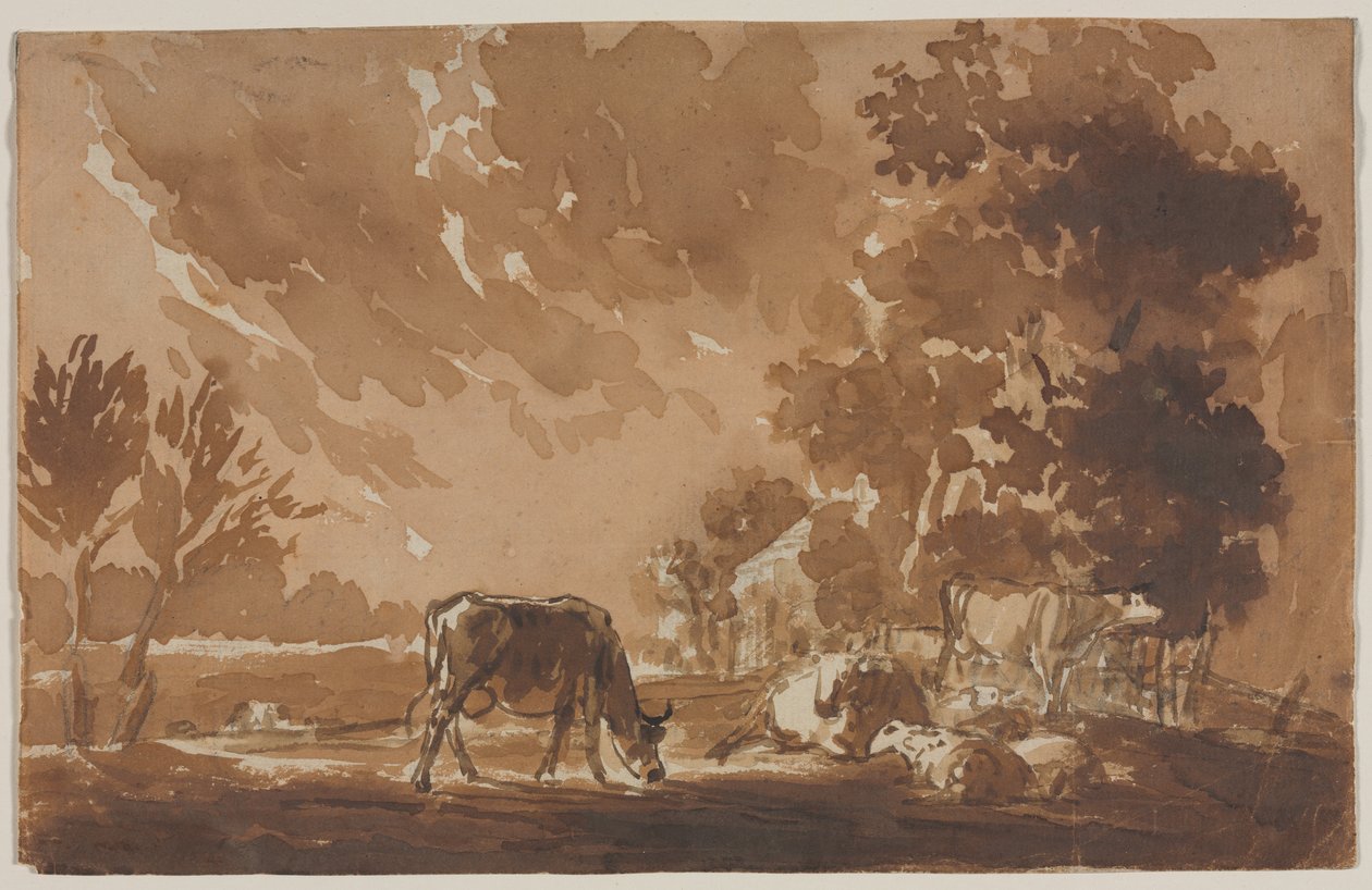 Landskap med storfe, andre eller siste tredje 1800-tallet. av Jules Dupré