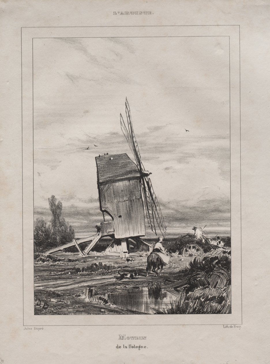Mølle i Sologne, Frankrike av Jules Dupré