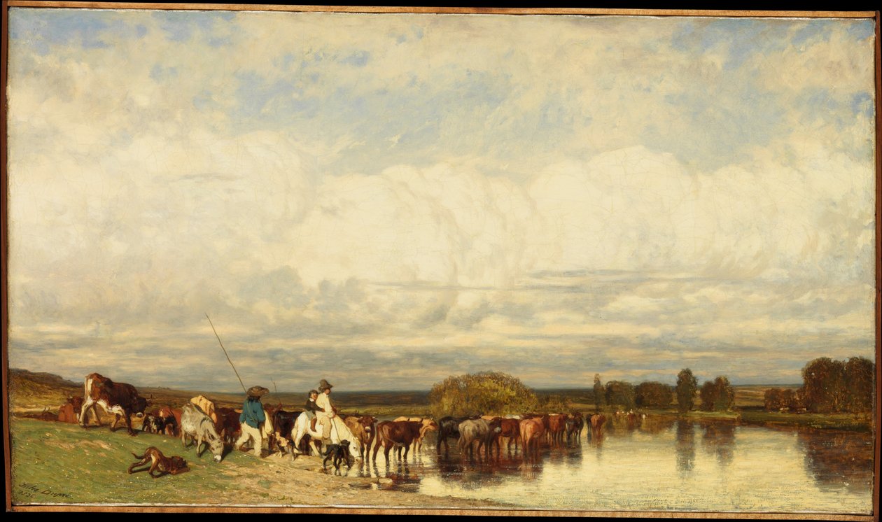 Kyr som krysser et vadested av Jules Dupré