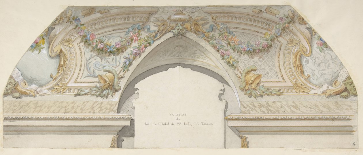 Design for Hôtel de Trevise, Paris, andre halvdel av 1800-tallet. Skapere: Jules-Edmond-Charles Lachaise, Eugène-Pierre Gourdet. av Jules Edmond Charles Lachaise and Eugène Pierre Gourdet