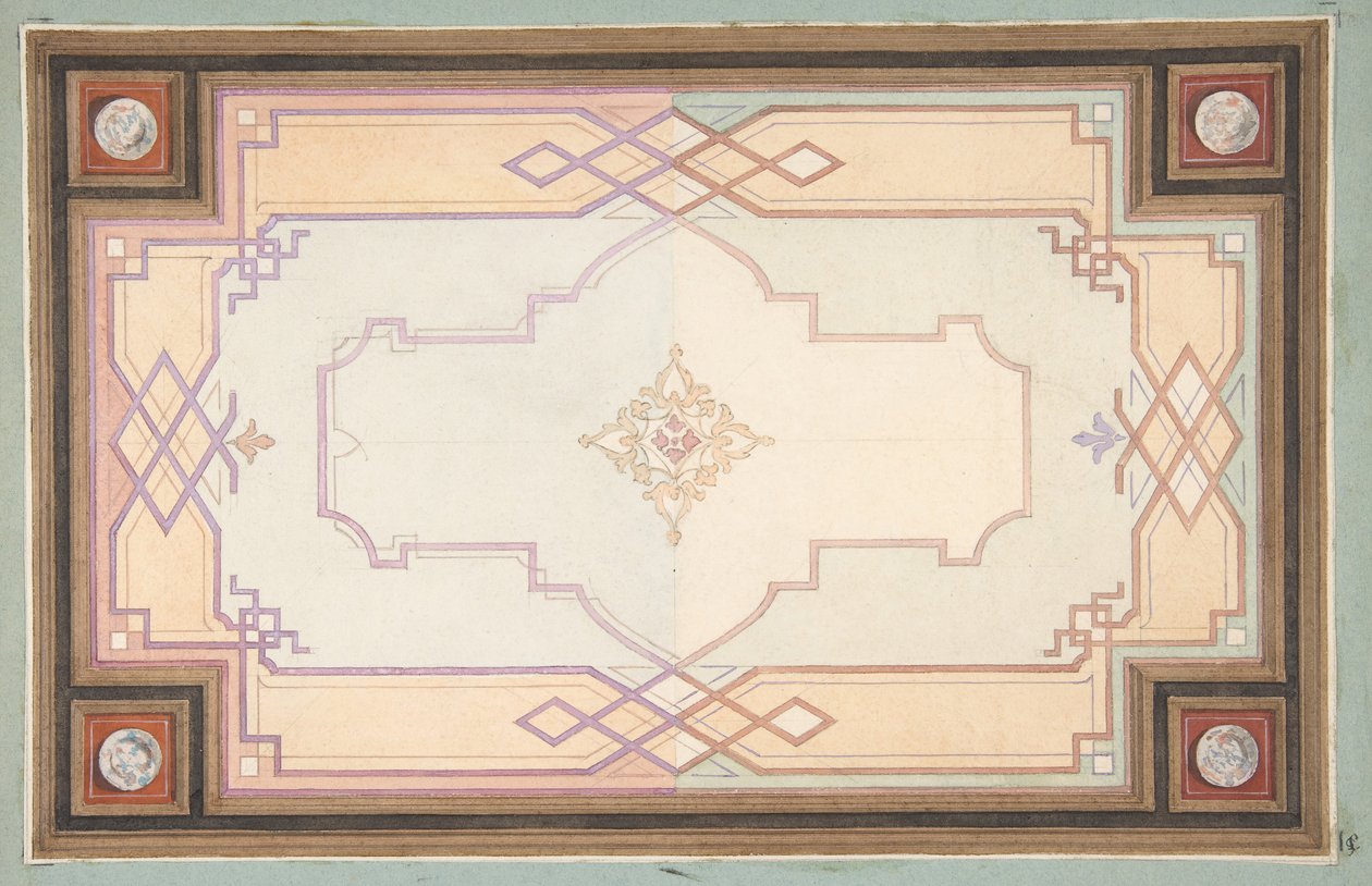 Design for et tak, andre halvdel av 1800-tallet. Skapere: Jules-Edmond-Charles Lachaise, Eugène-Pierre Gourdet. av Jules Edmond Charles Lachaise and Eugène Pierre Gourdet