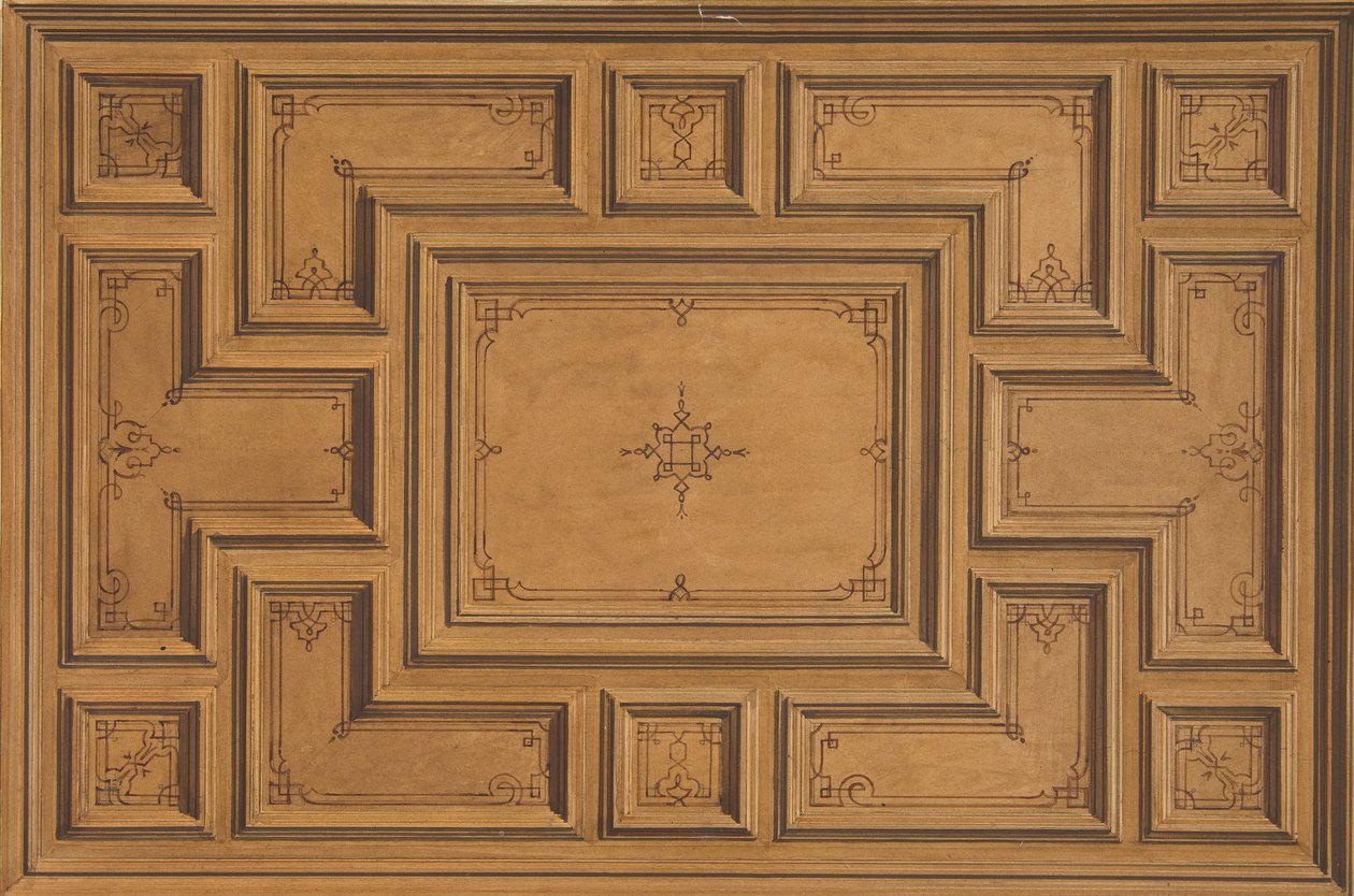 Design for et dekorert tak, 1840-97. Skapere: Jules-Edmond-Charles Lachaise, Eugène-Pierre Gourdet. av Jules Edmond Charles Lachaise and Eugène Pierre Gourdet