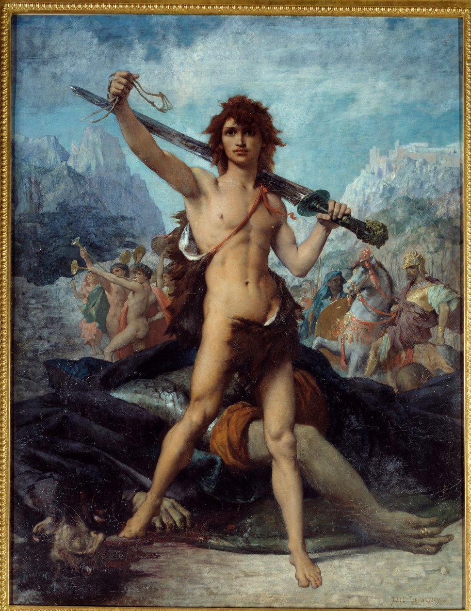 David triumferende. Maleri av Jules Elie Delaunay (1828 - 1891) av Jules Elie Delaunay