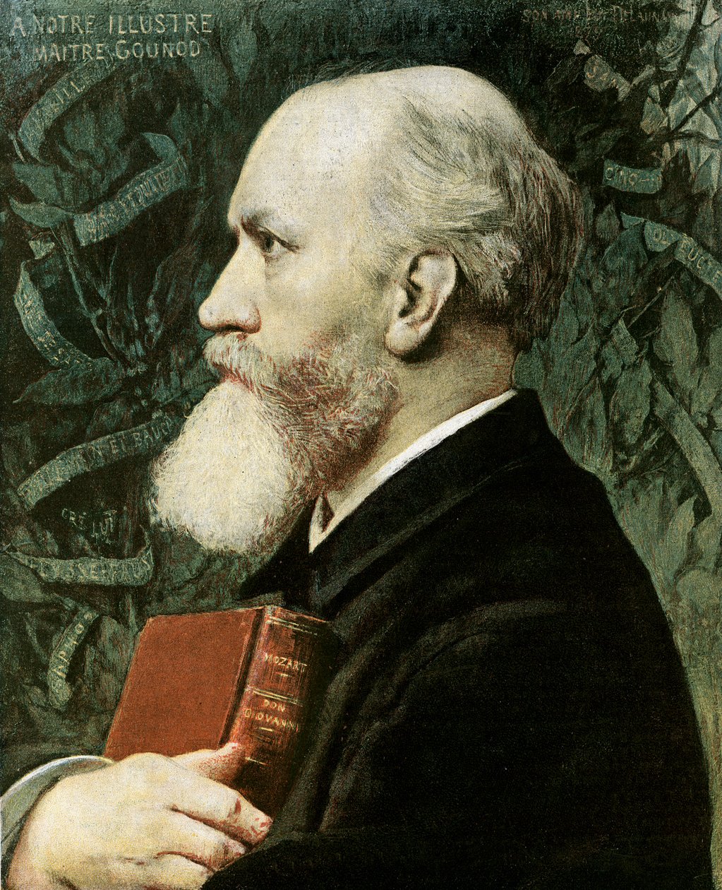 Portrett av Charles Gounod (farge litho) av Jules Elie Delaunay