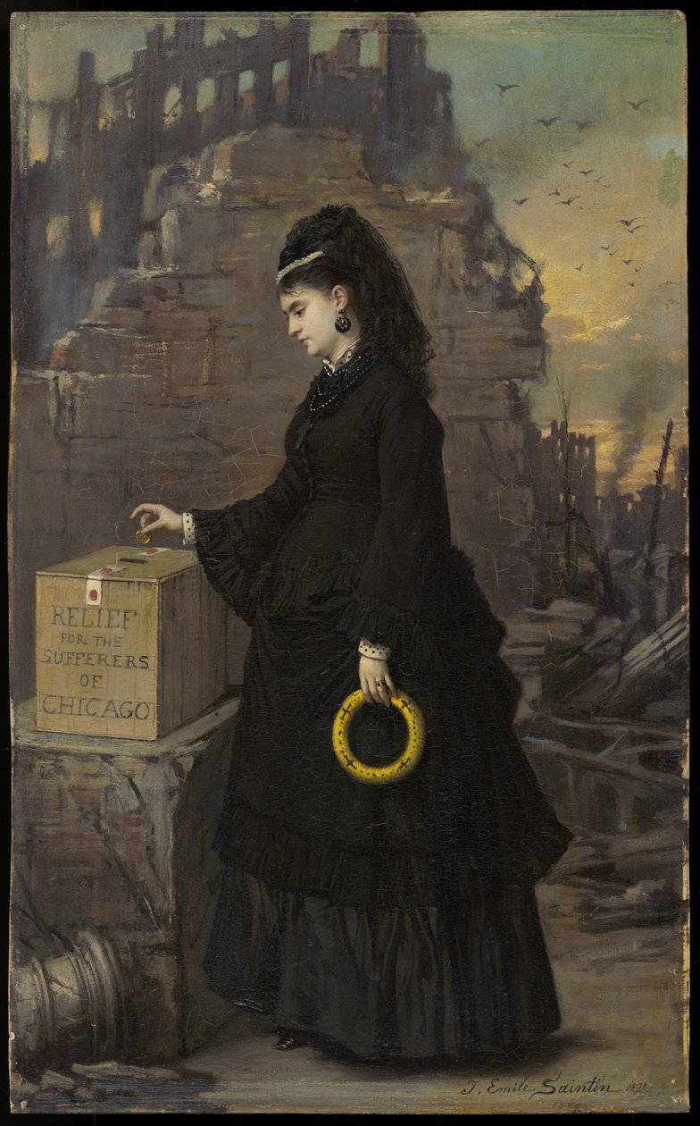 Relief for the Sufferers of Chicago, 1872 av Jules Emile Saintin