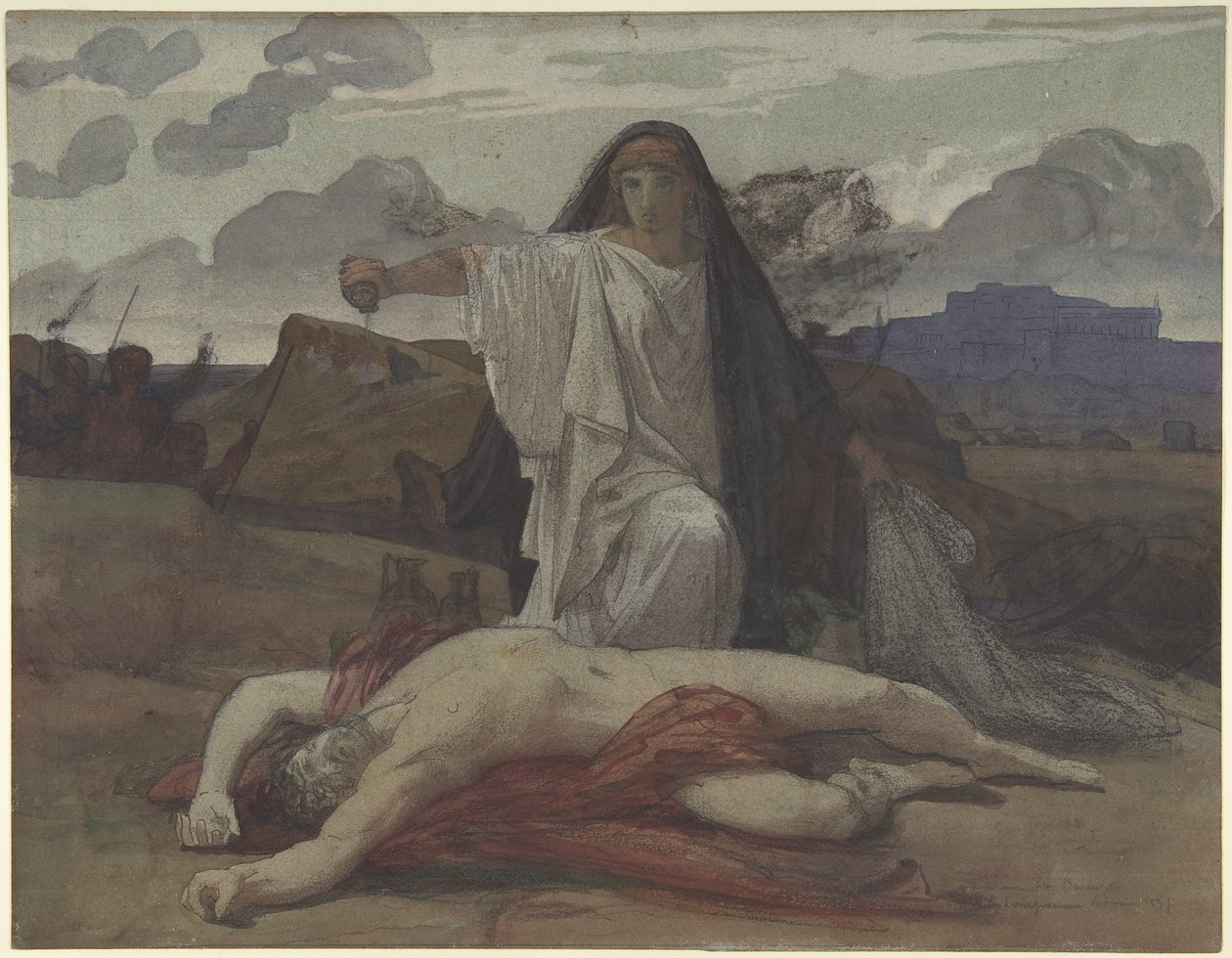 Antigone gir tokenbegravelse til kroppen til broren Polynices av Jules Eugene Lenepveu
