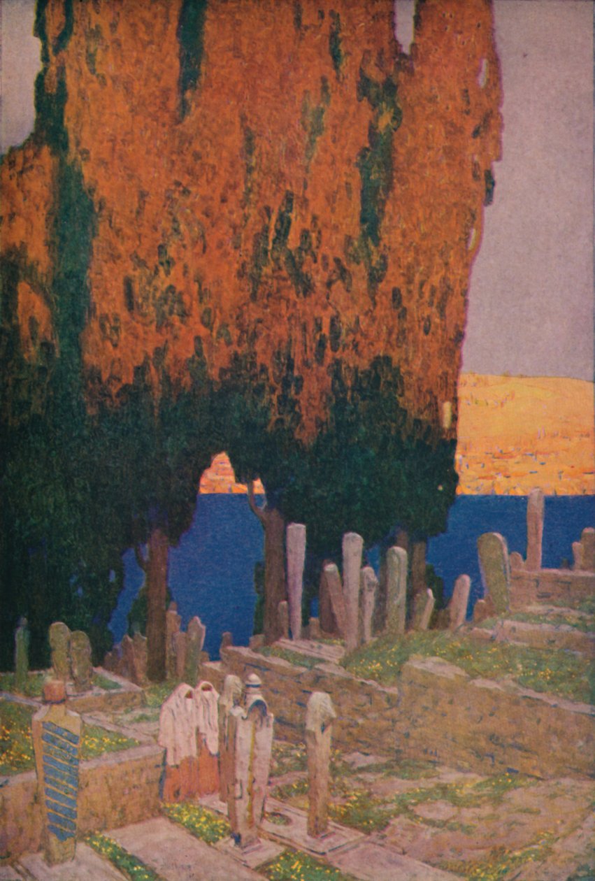 På kirkegården i Eyub, på Det gylne horn, 1913 av Jules Guerin