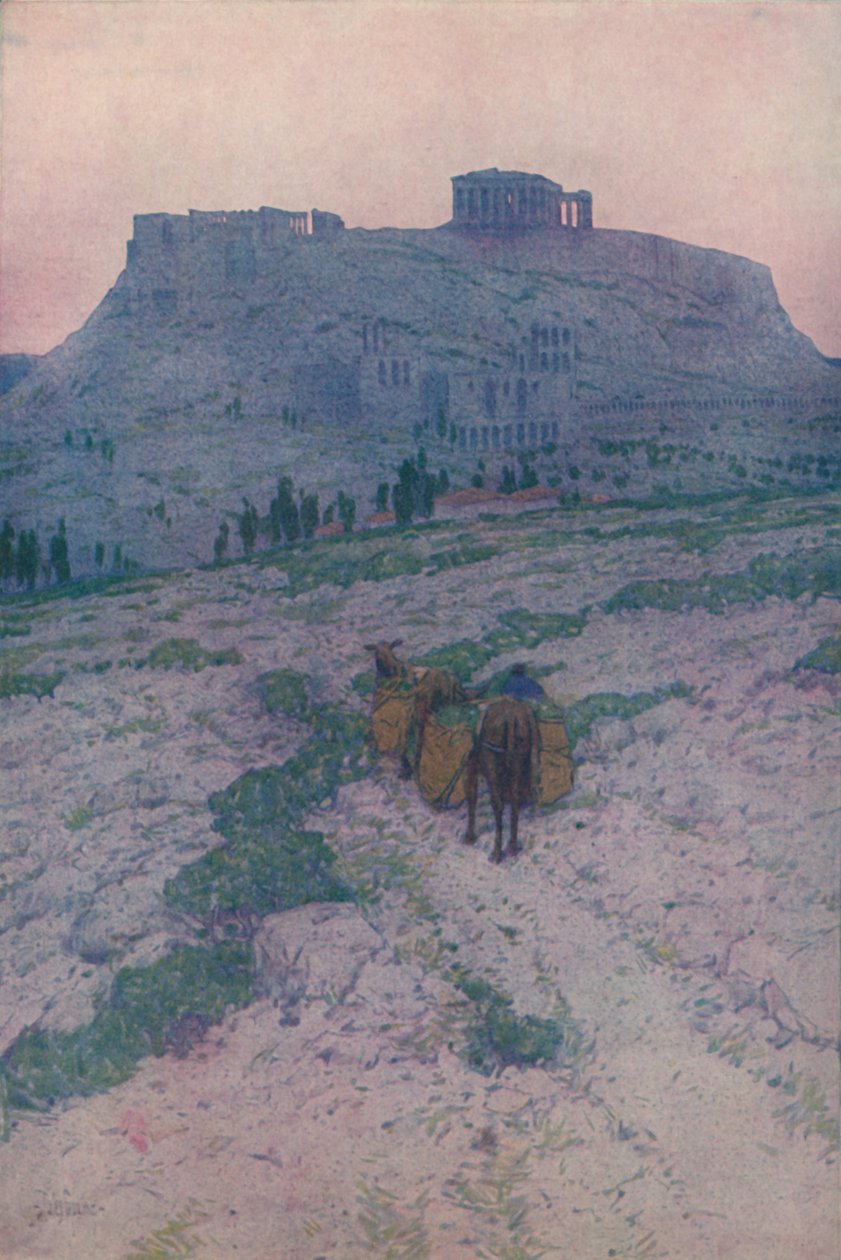 Akropolis i Athen, tidlig morgen, 1913 av Jules Guerin