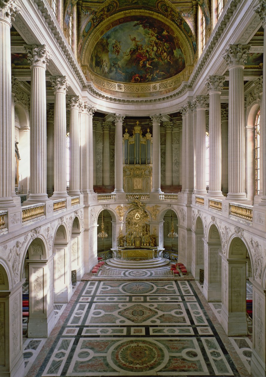 Chapelle Royale (Royal Chapel) med utsikt mot øst, fullført av Robert de Cotte (1656-1735) startet 1699 etter planer utarbeidet i 1689, viet 1710 av Jules Hardouin Mansart