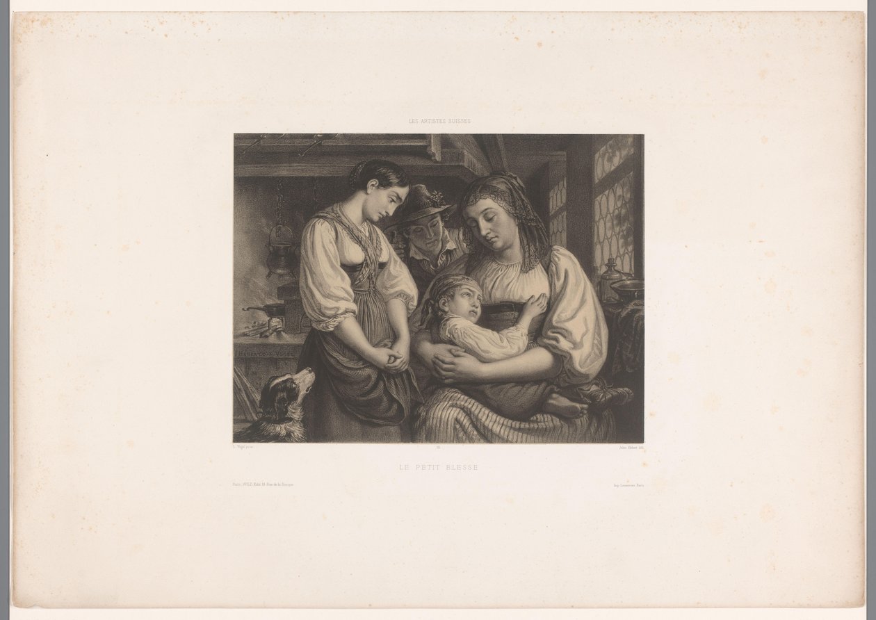 Mor med skadet barnefang Le petit blessé (tittel på objekt) Sveitsiske artister (serietittel) Les artistes Suisses (serietittel på objekt) av Jules Hébert