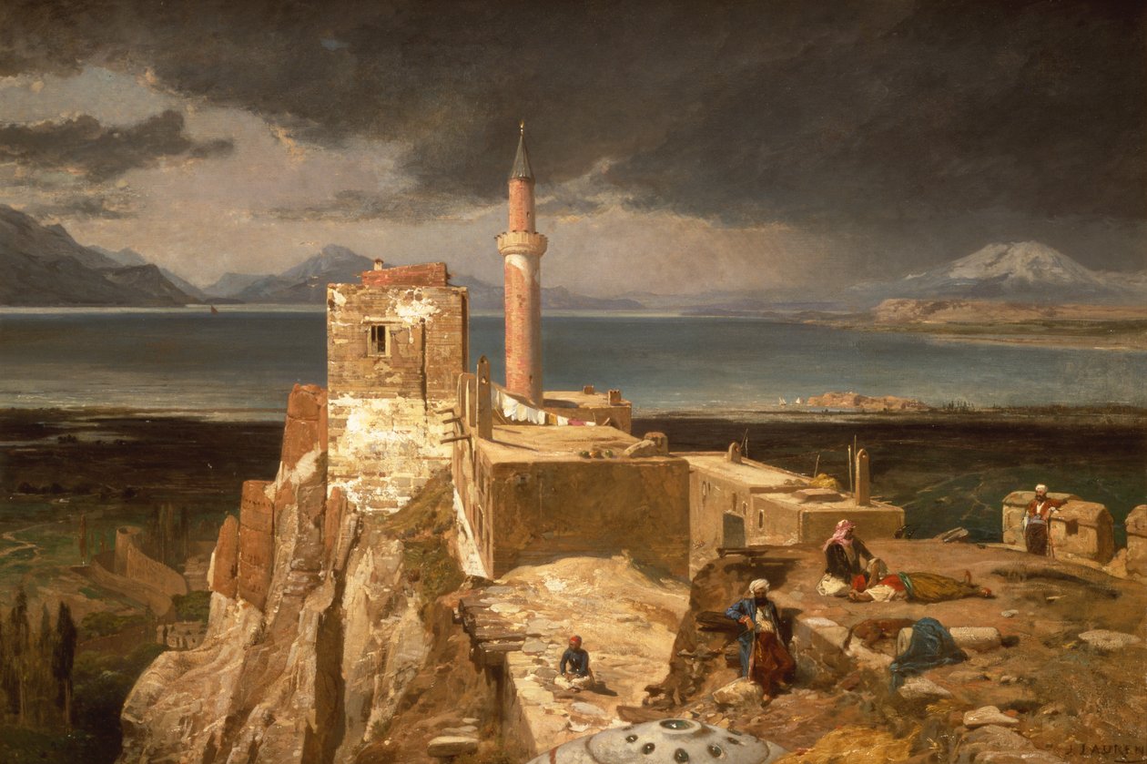 Vanns innsjø og festning, Armenia (olje på lerret) av Jules Joseph Augustin Laurens