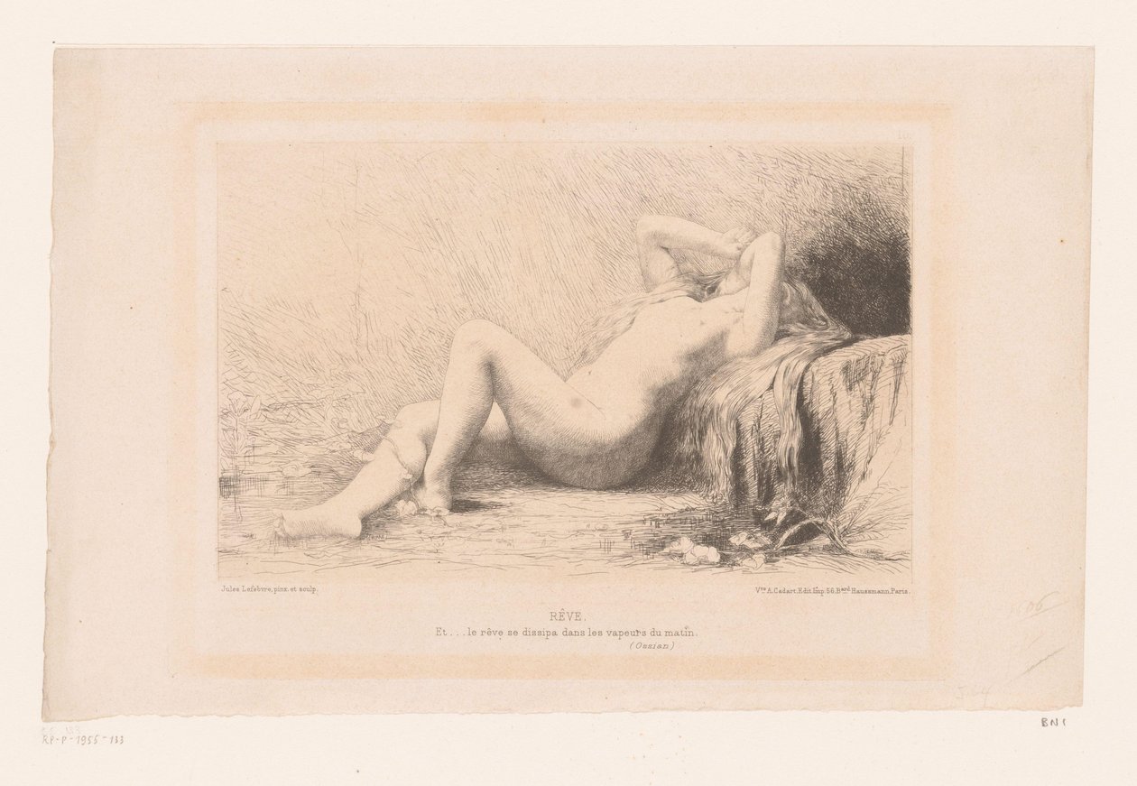 Liggende naken kvinne Rêve (tittel på objekt) av Jules Joseph Lefebvre