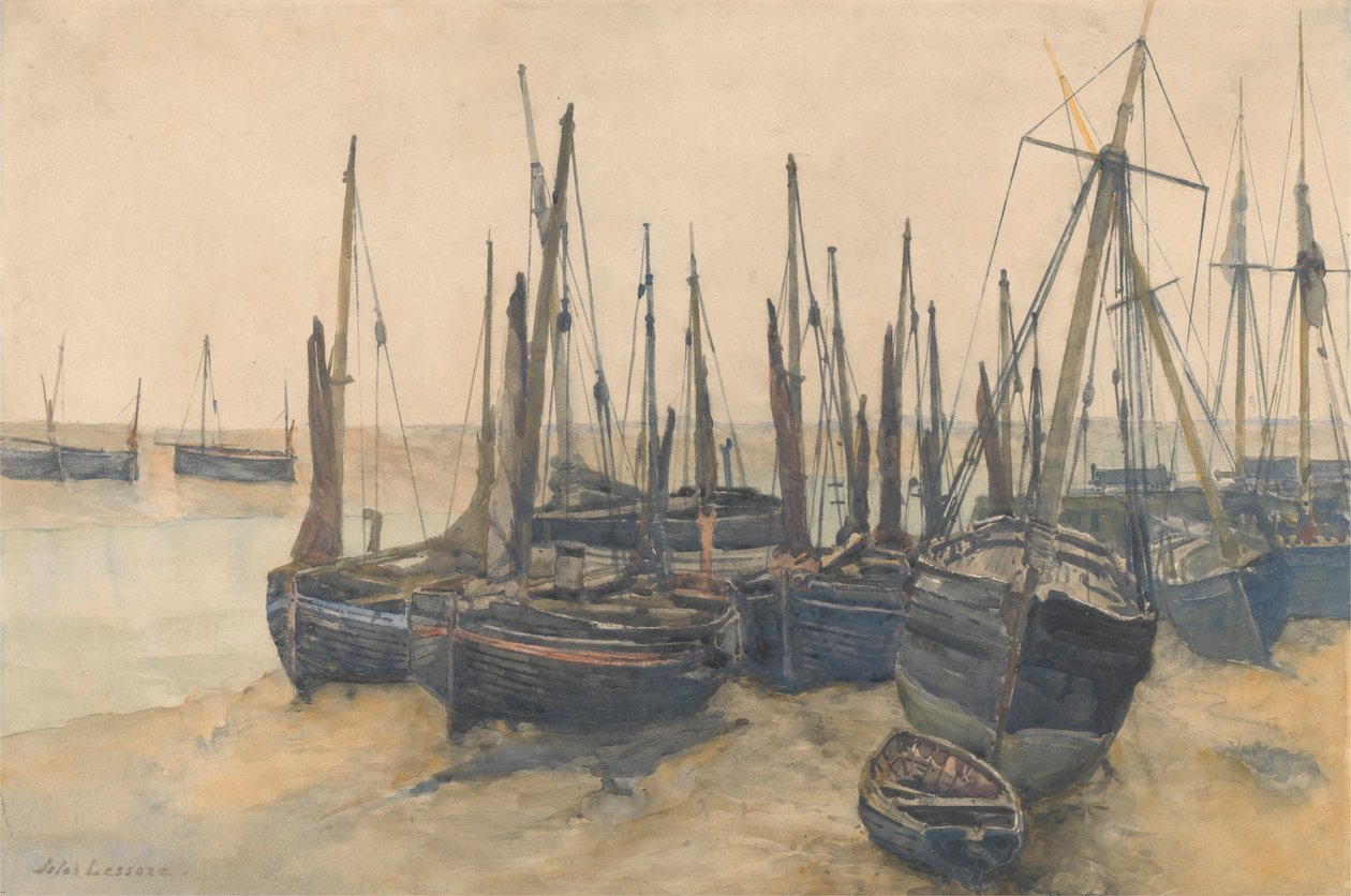 Fiskebåter fortøyd av Jules Lessore