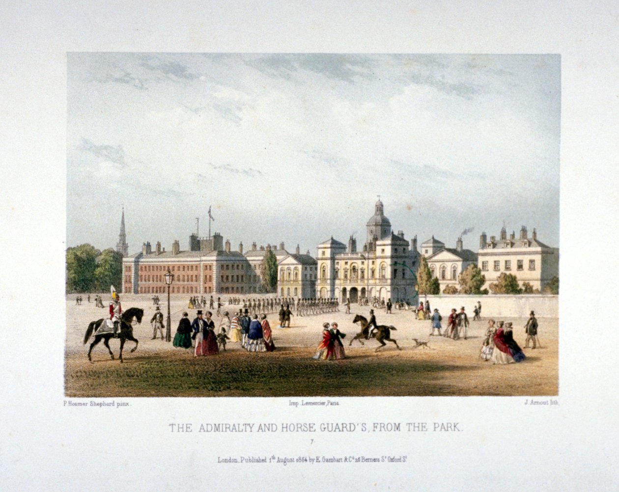 Admiralitet og hestevakter, Whitehall, Westminster, London, 1854 av Jules Louis Arnout