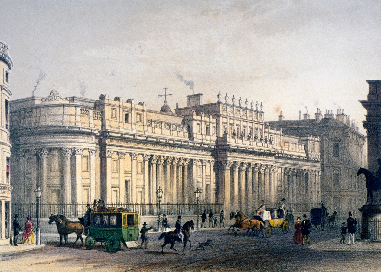 Utsikt over The Bank of England, City of London, 1854 av Jules Louis Arnout