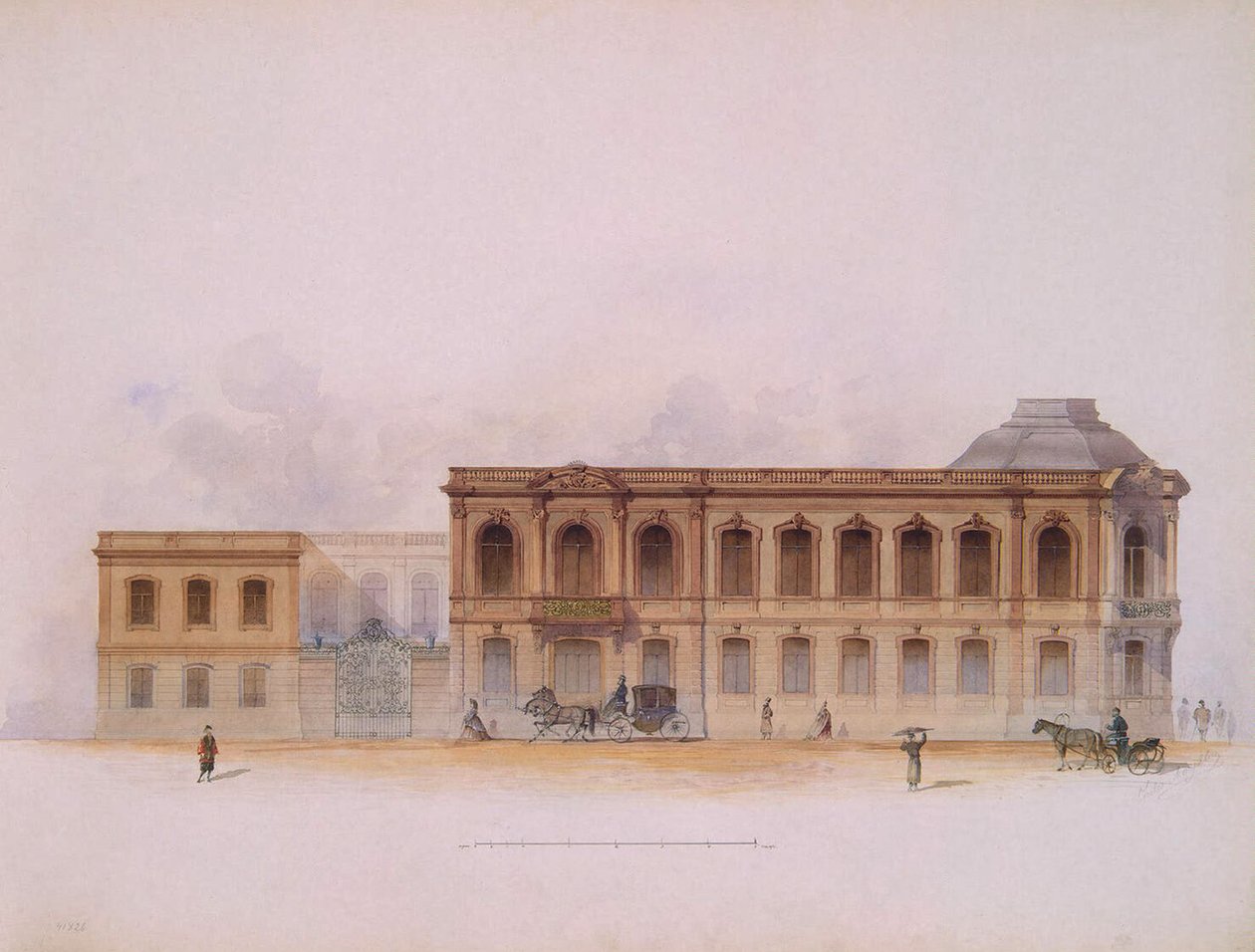 Stroganov-palasset i St. Petersburg. Fasade, 1863 av Jules Mayblum