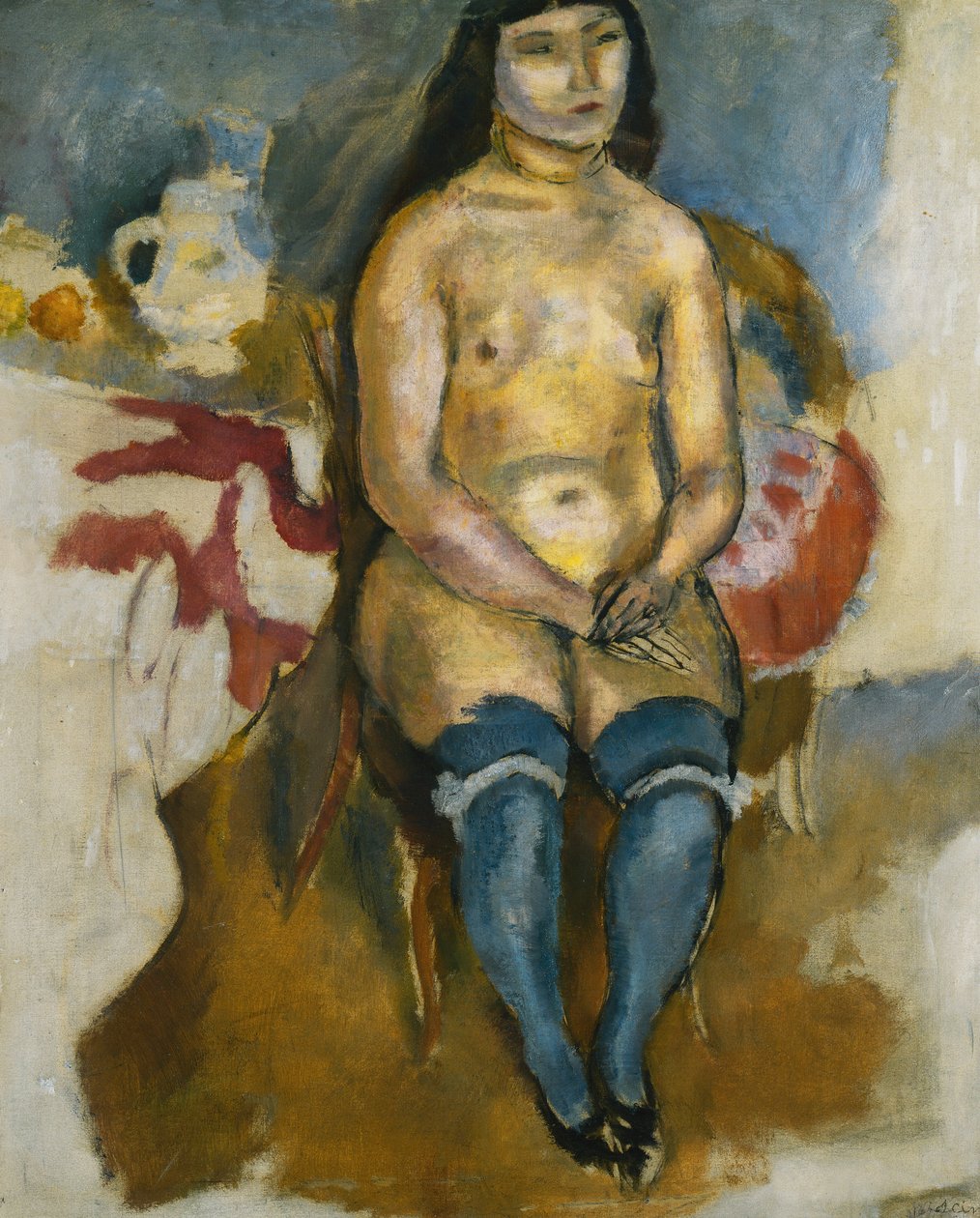 Asiatisk i blå strømper; Asiatisk i blå strømper, 1922 av Jules Pascin