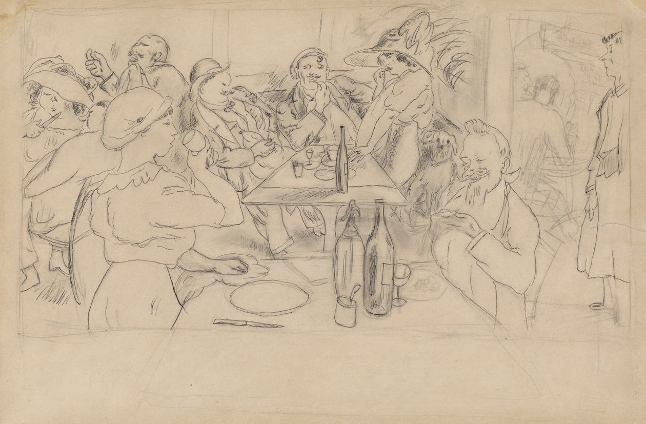 Kafe? Scene av Jules Pascin