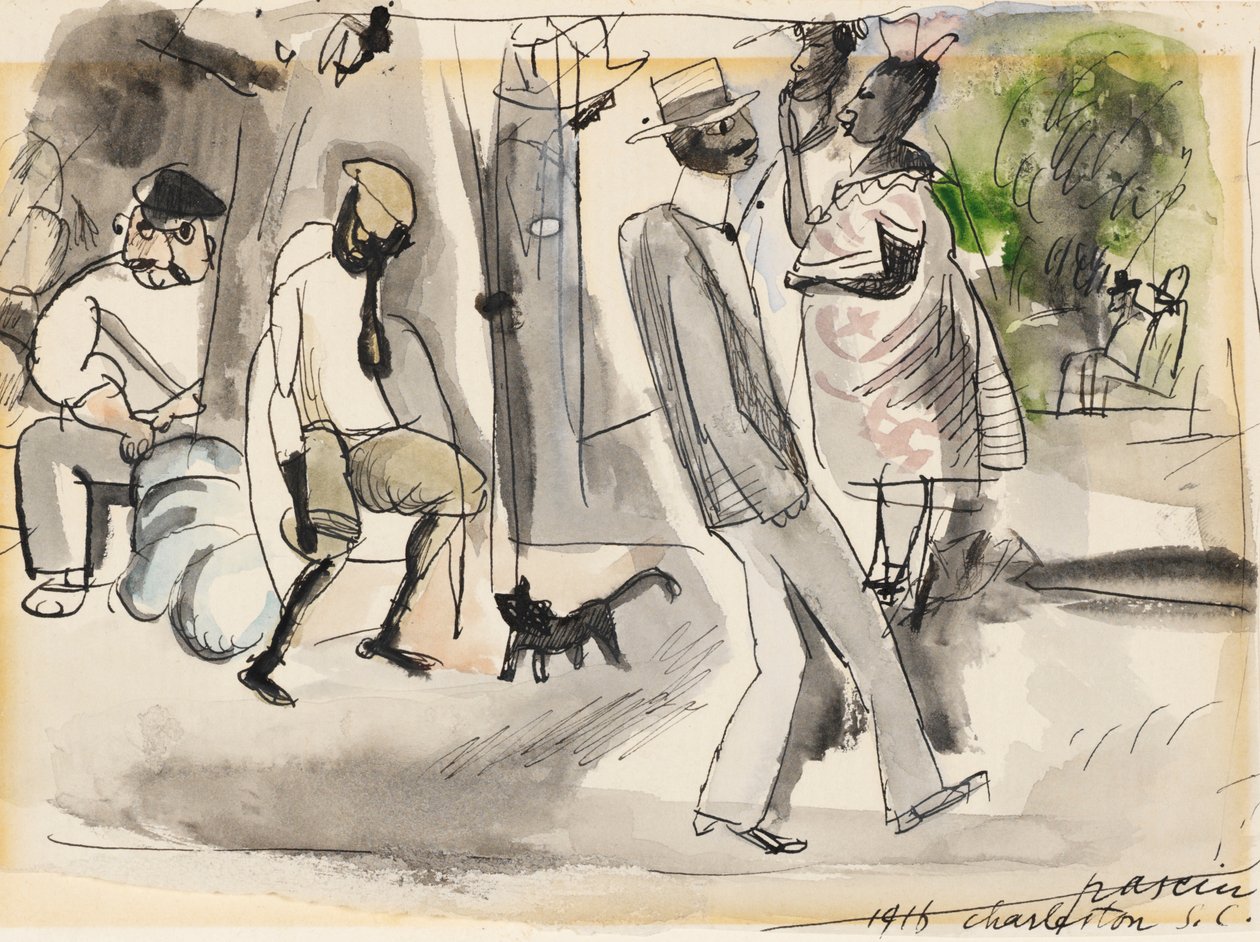Figures in a Park, Charleston, South Carolina, 1916 (wc på papir) av Jules Pascin