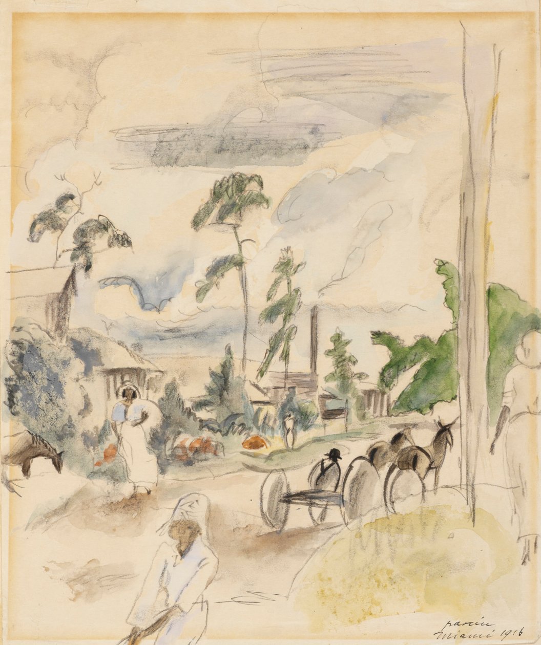 Landskap med figurer, Miami av Jules Pascin