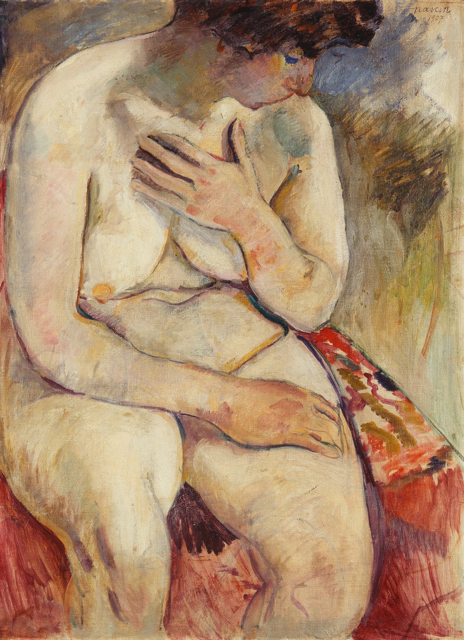 Sittende naken; Nu Assis, 1907 av Jules Pascin