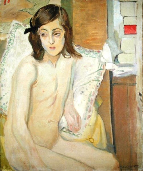 Naken ung jente (olje på lerret) av Jules Pascin